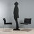 Pair of chairs with chromed metal frame, foam padding and fabric upholstery. This piece is attributed to the mentioned...