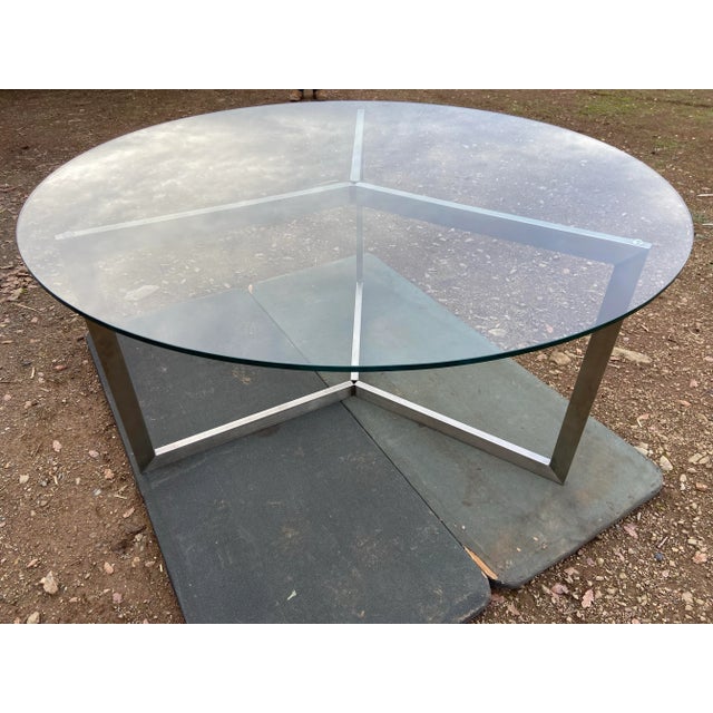 2010s Room and Board Contemporary Round Glass Dining Table For Sale - Image 5 of 12