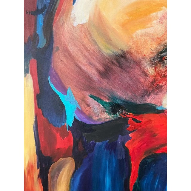 Wood Vintage Abstract Expressionist Oil Painting on Canvas For Sale - Image 7 of 12