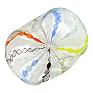 Vintage Murano Rainbow Colors Twisting Zanfirico Latticino Ribbons Italian Art Glass Decorative Bowl Trinket Dish