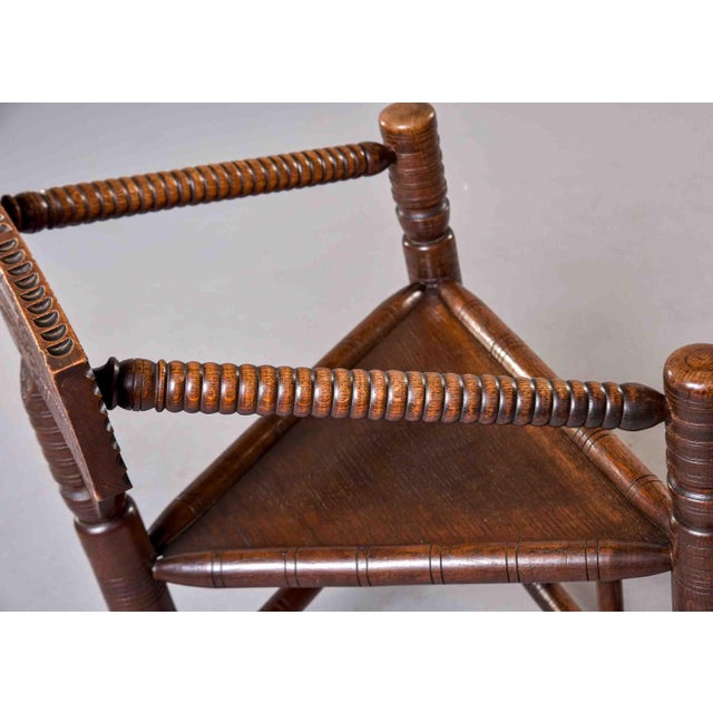 19th Century Welsh or English Folk Art Oak Corner Armchair For Sale - Image 11 of 11