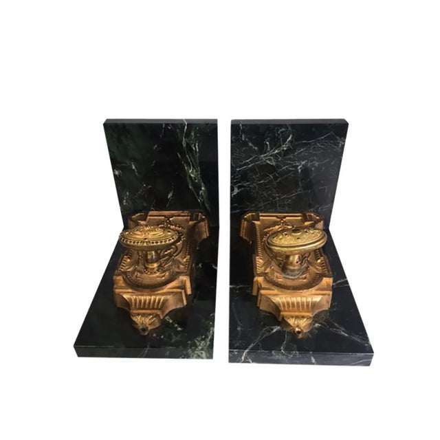 French French Green Marble Bookends With 18th Century Bronze Dore Bolts - a Pair For Sale - Image 3 of 8