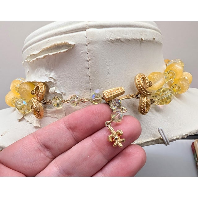 Metal Vintage 1960s Signed Vendome 2-Strand Goldtone Orange & Yellow Beaded Necklace For Sale - Image 7 of 7
