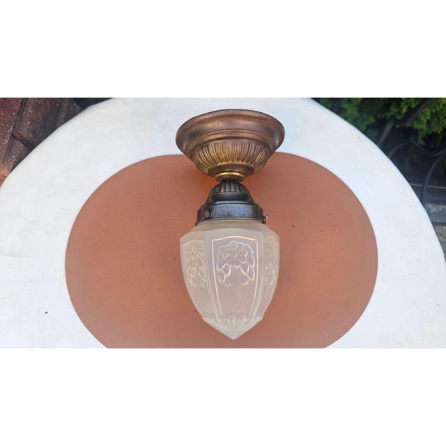 Vintage Brass Plafond Celling Lamp, 1920s For Sale - Image 6 of 6