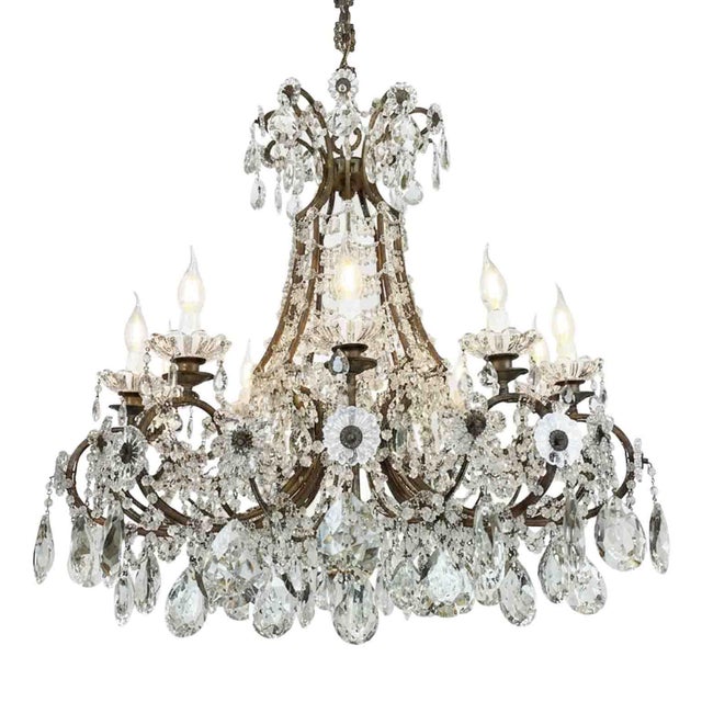Italian Beaded Crystal 10-Light Dining Room Chandelier, 1950s For Sale - Image 6 of 15