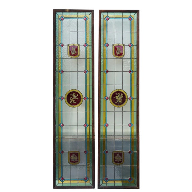 Stained Glass Panels, Pair For Sale - Image 11 of 11