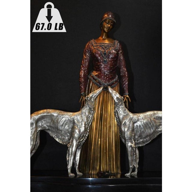 1930s after Demetre Chiparus, Art Deco Sculpture, Bronze and Marble For Sale - Image 5 of 18