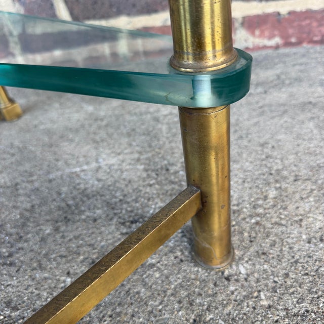 Metal Mastercraft Brass and Glass Step Shelf Hollywood Regency For Sale - Image 7 of 12