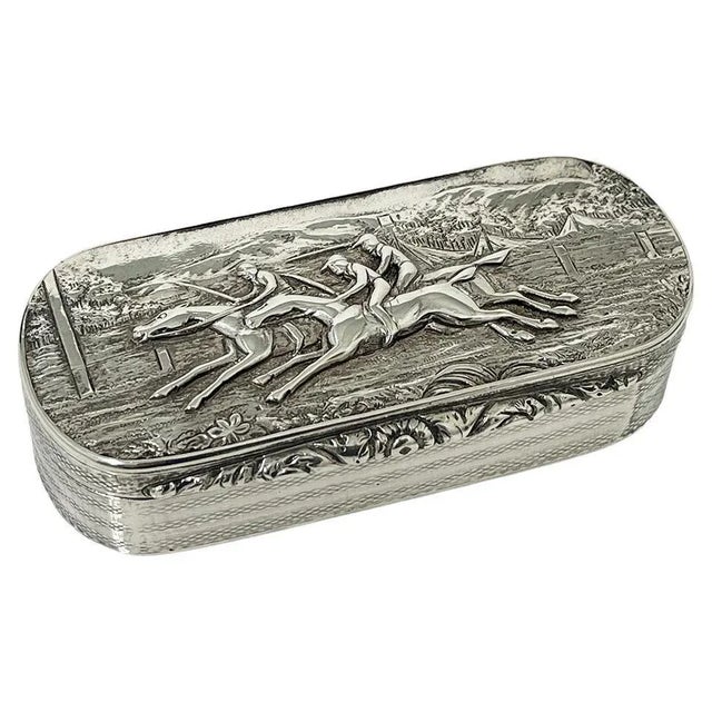 English Silver Horse Racing Snuff Box, Birmingham, 1829 For Sale - Image 10 of 10