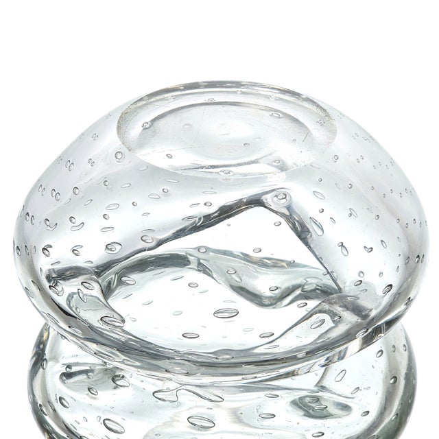 Glass Mid-Century Bullicante Art Glass Ashtray – Clear Seeded Crystal, 1950s Italy For Sale - Image 7 of 14