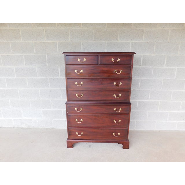 Henkel Harris Mahogany Georgian Style Chest on Chest For Sale - Image 11 of 14