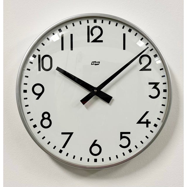 Metal Vintage Silver Wall Clock from Esmi, 1980s For Sale - Image 7 of 17