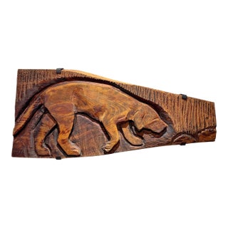 American Folk Art Carved Wood Labrador Panel on Custom Wall Mount For Sale