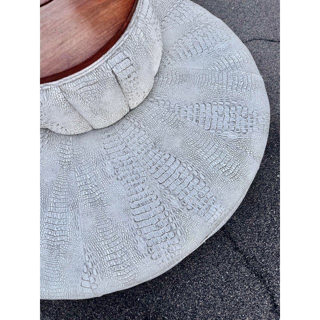 Mid-Century Modern Mid Century Modern Tufted Snakeskin Nautilus Settee Coin Sofa With Wood Top For Sale - Image 3 of 18