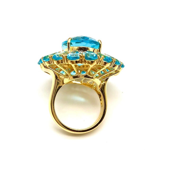 Bochic "Capri" Natural Oval Shape Blue Topaz & Diamond Set In 18K Gold & Silver For Sale - Image 18 of 18