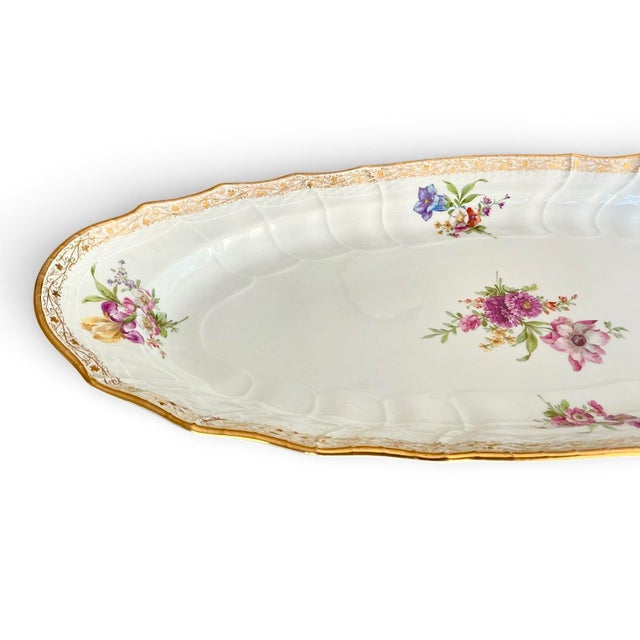 19th C. KPM Berlin Neuosier 25" Porcelain Floral Oval Serving Master Platter For Sale In Portland, ME - Image 6 of 11