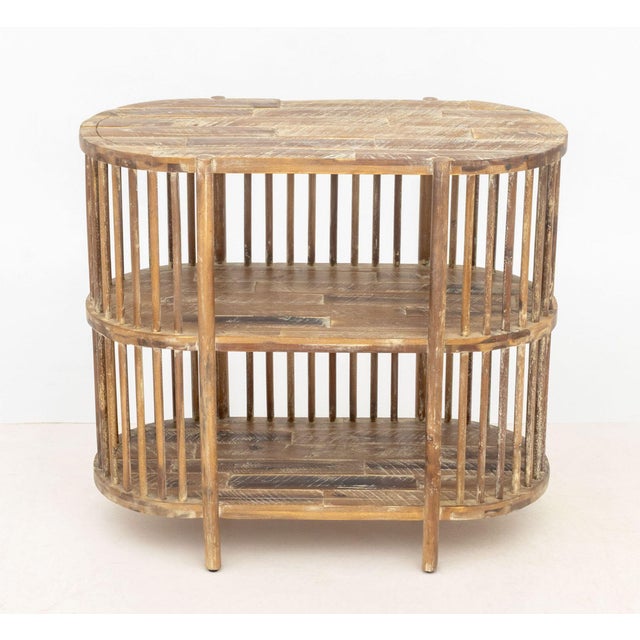 Early 21st Century Mid-Century Modern Style Two-Tier Wood Console Table For Sale - Image 5 of 9