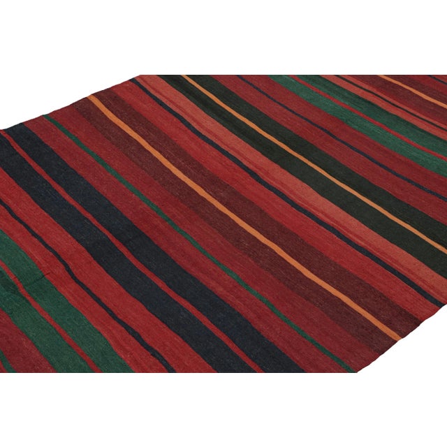 Rug & Kilim Vintage Karadagh Persian Kilim in Red With Multicolor Stripes by Rug & Kilim For Sale - Image 4 of 7