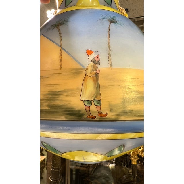 Glass Mid 20th Century Hand-Painted Glass Islamic Mosque Lamp For Sale - Image 7 of 12