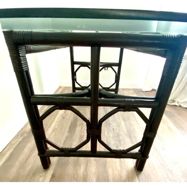 1950s Ficks Reed by John Wisner Far Horizons Collection Vintage Rattan & Wicker Table & Six Chairs Dining Set C. 1950's For Sale - Image 5 of 11