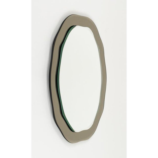 Mid-Century Modern Mid-Century Gray Beveled Edged Wall Mirror in the style of Fontana Arte, Italy, 1970s For Sale - Image 3 of 10