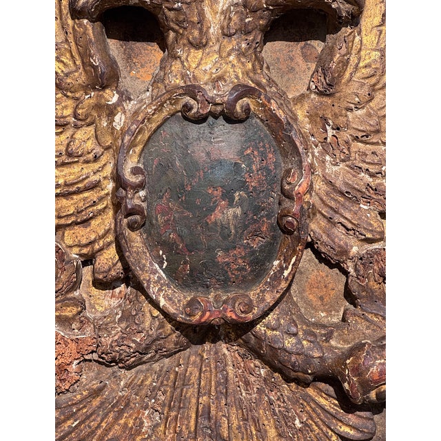 Brown 18th Century Carved Wood Heraldic Coat of Arms For Sale - Image 8 of 10