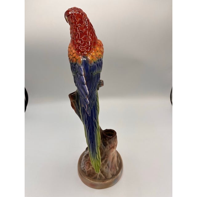 Mid-Century Modern MCM Ceramic Scarlet Macaw Figurine Created by California Pottery Studio, Will George For Sale - Image 3 of 6