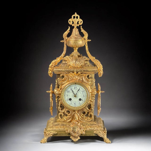French Louis XV Revival Mantel Clock by AD Mougin, Late 19th Century For Sale - Image 4 of 18