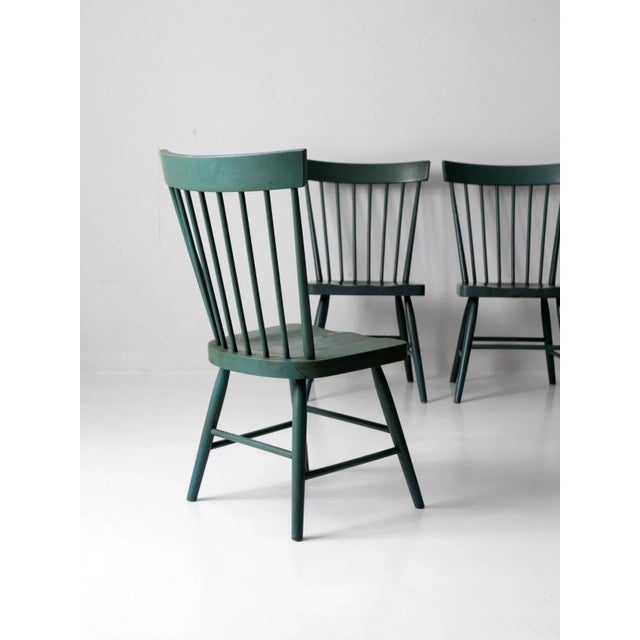 Vintage Painted Pine Dining Chairs Set 4 For Sale - Image 12 of 13