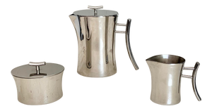 Sambonet Italy Bamboo Stainless Steel Coffee Set - 3 Piece Set