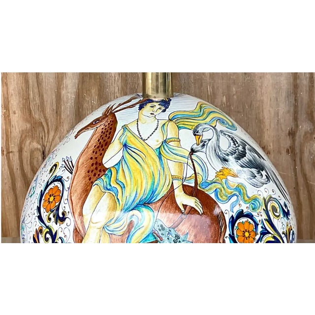 Vintage Boho Hand Painted Lamp For Sale - Image 11 of 12