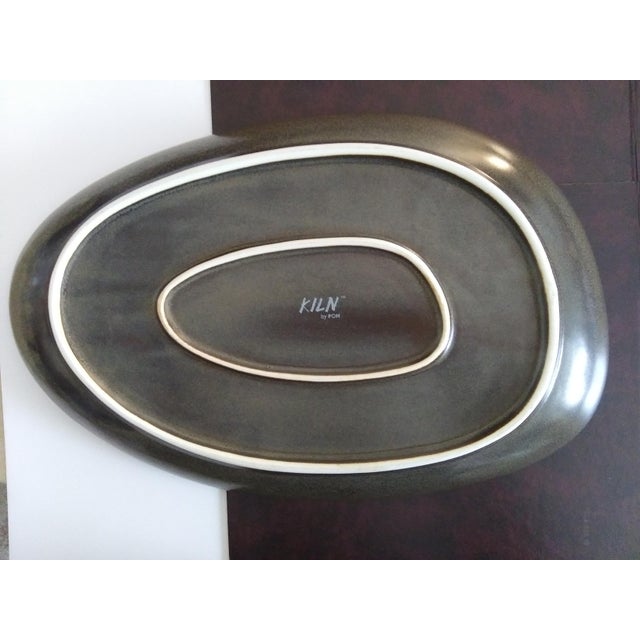 Kiln 14" Porcelain Mocha Oval Plate by f.o.h. Front of the House For Sale - Image 4 of 6