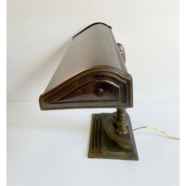 Mid-Century Modern Mid 20th Century Art Deco Brass Library Bankers Desk Lamp For Sale - Image 3 of 12