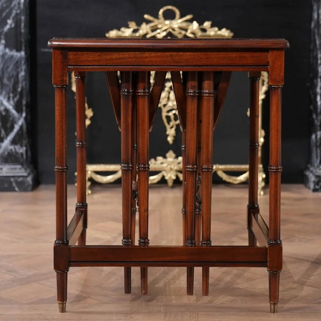 Wood Niagara Furniture Leather Top Nesting Tables - Set of 3 For Sale - Image 7 of 12