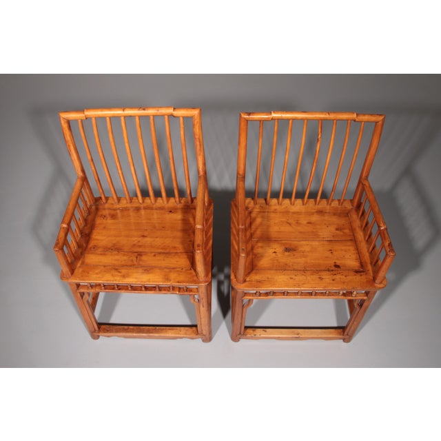Asian Hongmu Comb-Back Armchairs, 1920, Set of 2 For Sale - Image 3 of 14