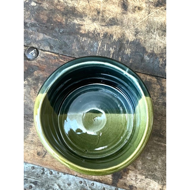 Ceramic Vintage Handcrafted Green Studio Bowl For Sale - Image 7 of 13