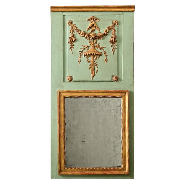 Wood French 18th Century Painted Parcel Gilt Chinoiserie Trumeau For Sale - Image 7 of 7