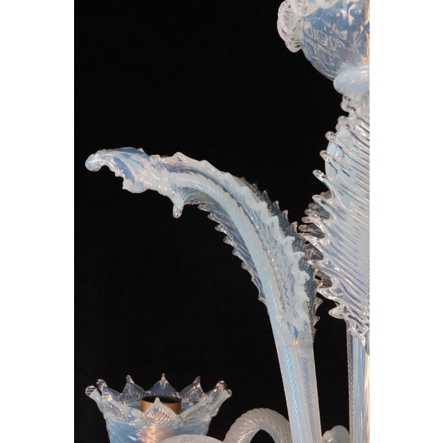 Vintage Opalescent Murano Style Glass Chandelier For Sale - Image 10 of 14