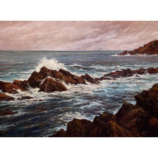 Porto Moniz, Madeira by Sparky LeBold | Oil on Canvas Seascape with rocky coastline and waves For Sale