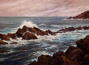 Porto Moniz, Madeira by Sparky LeBold | Oil on Canvas Seascape with rocky coastline and waves