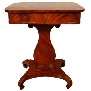 Antique Swedish Karl Johan “Biedermeier” Lyre Pedestal Side Table For Sale