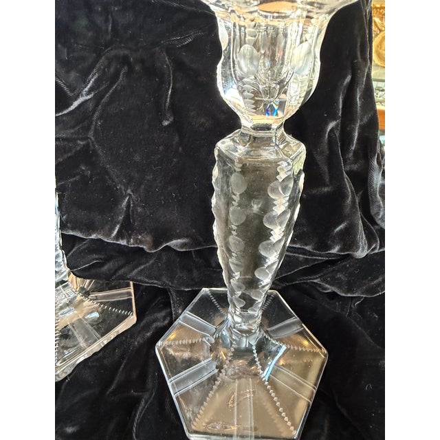 Antique American Brilliant Glass Candle Holders Pair For Sale - Image 9 of 9