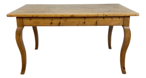 Vintage Cabriole Leg Farmhouse Style Pine Dining Table