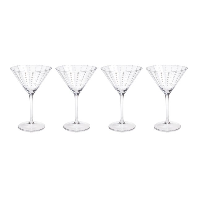 Pescara 4-Piece Set White Dot Martini Glasses, Clear For Sale In Los Angeles - Image 6 of 6