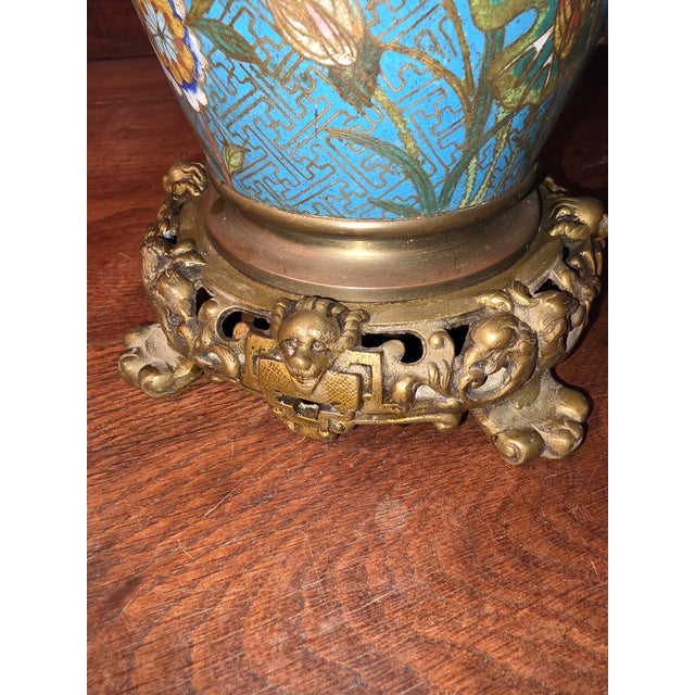 1920s Antique Chinese Cloisonne Lamps For Sale - Image 5 of 13