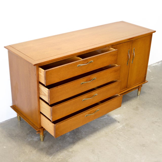 Brown 1950s Lane Furniture "Copenhagen" Walnut Sideboard, Attributed For Sale - Image 8 of 13