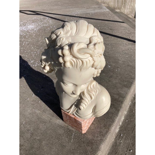 Bust of 19th Century French Woman on Cube Marble Mount After Grinam Niam Paris For Sale - Image 9 of 13