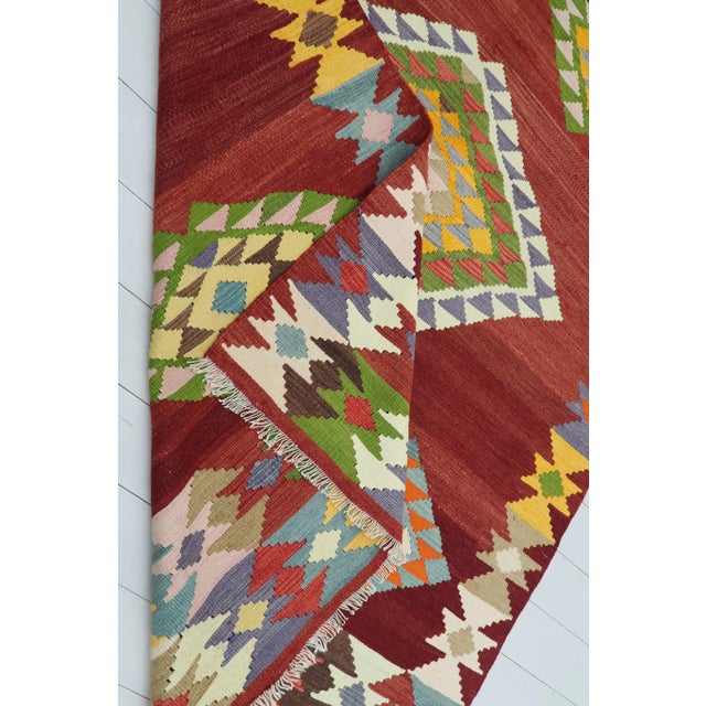 Vintage Turkish Kilim Rug-5′6″ × 7′10″ For Sale - Image 12 of 13
