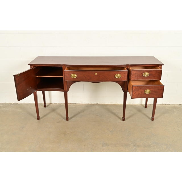1980s Kindel Furniture Federal Inlaid Mahogany Sideboard Credenza, Newly Refinished For Sale - Image 5 of 17