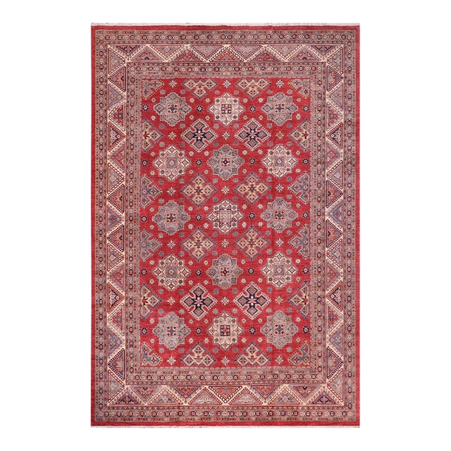 Tribal Super Kazak Red/Beige Wool Rug - 11'11'' X 14'8'' For Sale